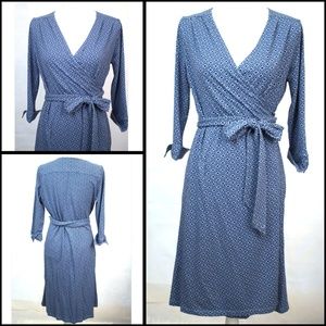 SOLD Lands End Womens Dress Knit Wrap Dress Blue M